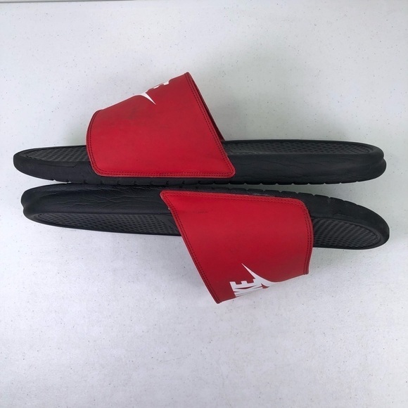 Nike Benassi Just Do It Red Black Slides - Picture 3 of 9